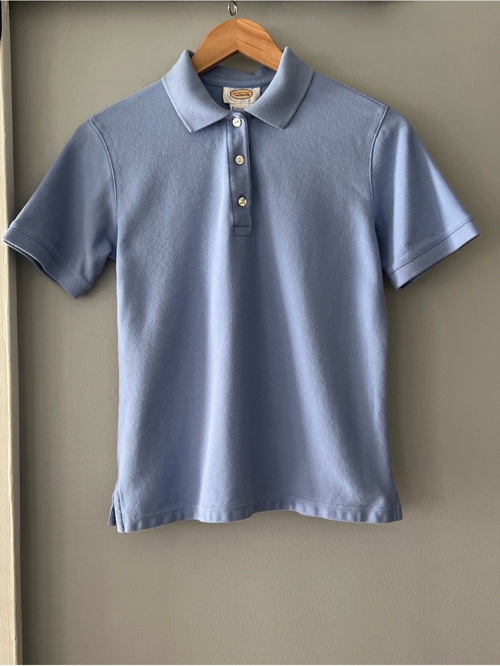 VTG Talbots Polo Shirt Women’s Light Blue Short Sleeve Cotton Pique Classic Top